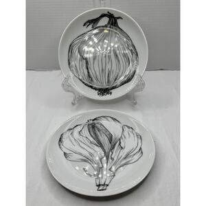 Set of 2 H&Co Heinrich & Co Selb Bavaria Porcelain Vegetable Plate Garlic Onion